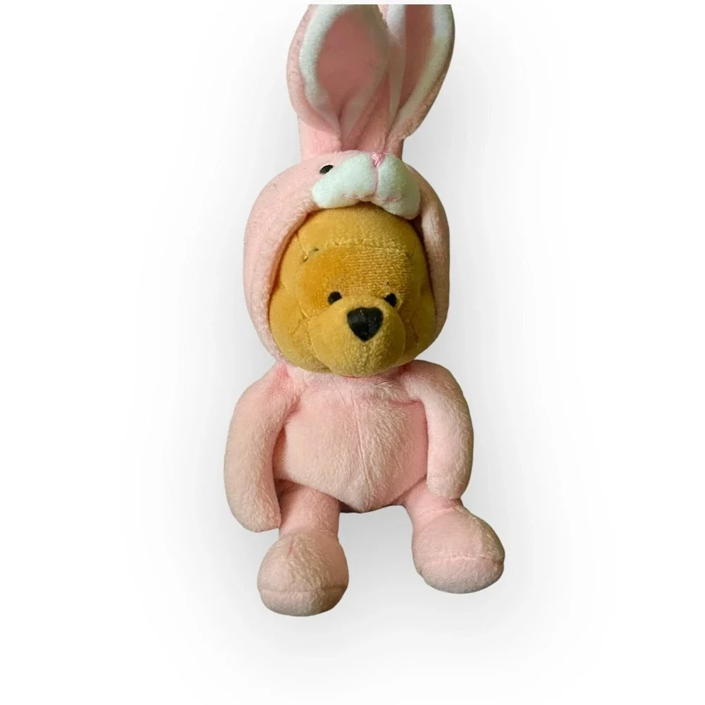 The Disney Store Winnie The Pooh as Pink Easter Bunny Bean Bag Plush‎ Toy